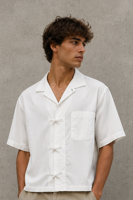 H13 - Tommy Chinese Button-Down Shirt White