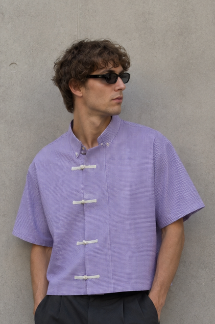 H17 - Tommy Chinese Button-Down Shirt Purple