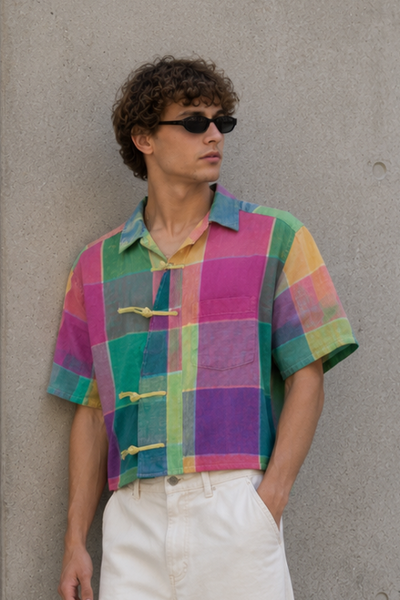 H16 - GAP Chinese Button-Down Shirt Colorful