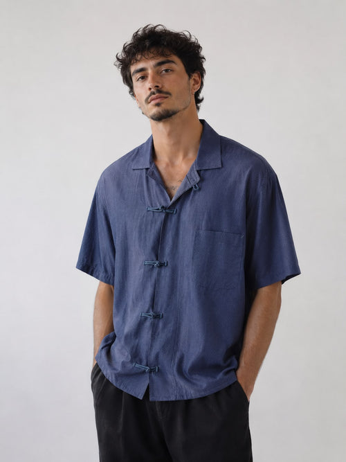 H1 - Chinese Button-Down Shirt Blue
