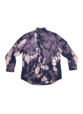 Lahad Vintage long-sleeve button-up shirt with a bleached grid pattern in navy and white.