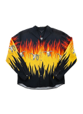 Lahad Vintage black long-sleeve shirt with a flame print and bull skull graphics.
