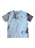 Lahad Vintage t-shirt with all-over icy mountain landscape and ice climber graphic. Features North Face and Supreme logos.